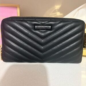 Ellen Tracy Quilted Black Wallet